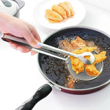 Small Multi functional 2 in 1 Fry Spoon Strainer With Clip Oil Frying Tong